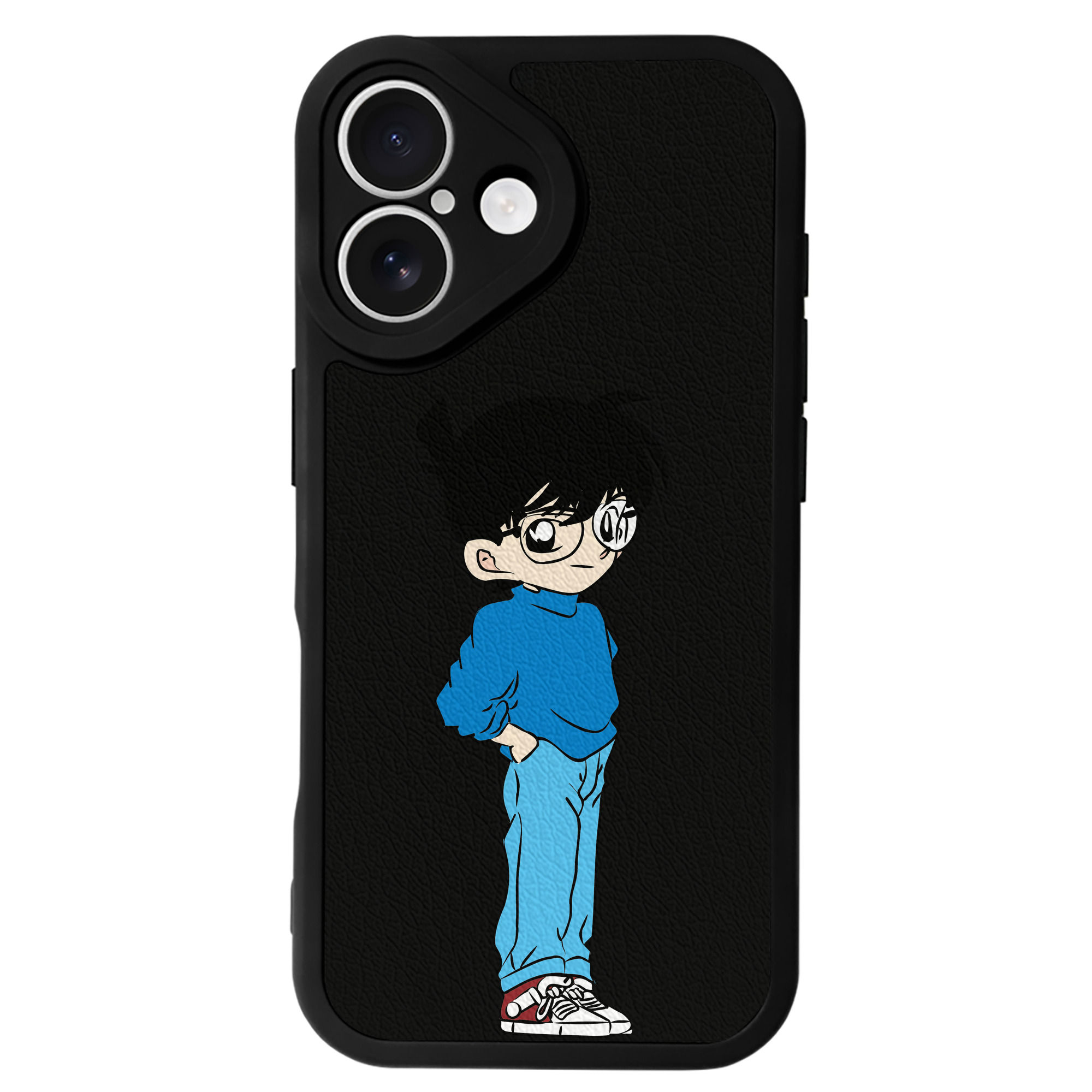（画像用） 名探偵コナン 江戸川 コナン Detective Conan Conan Edogawa 【iPhone 16シリーズ対応】シリコンスマホケース（レザー調） 材質：シリコン